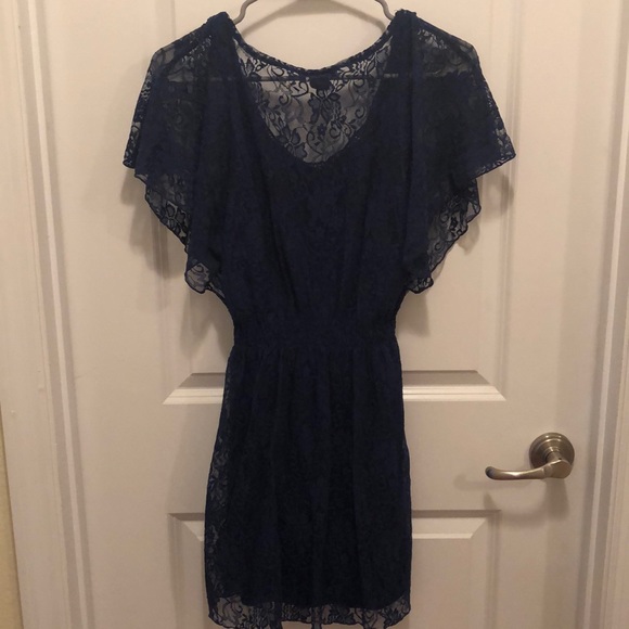 Navy Blue Lace Dress - Picture 5 of 5